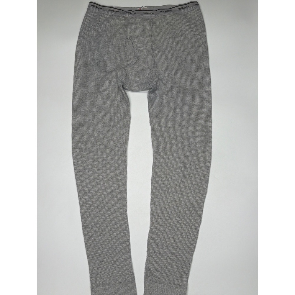 Fruit of the Loom Mens Gray Waffle Knit Med Thermal Underwear Long Johns Pants